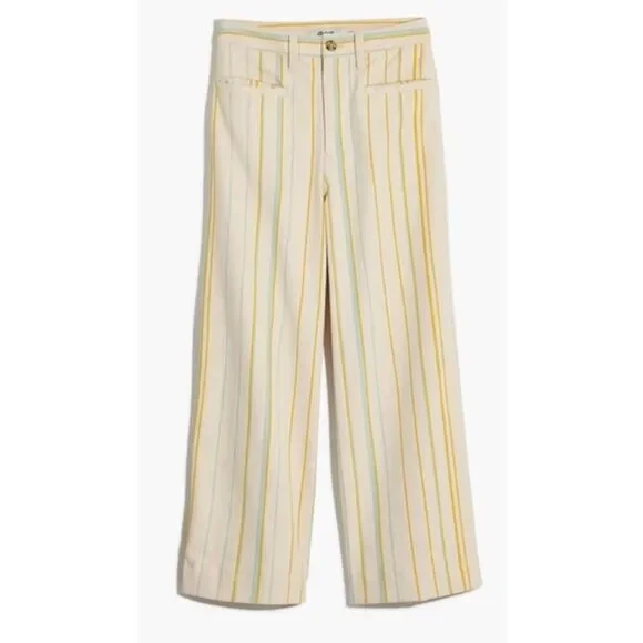 Madewell Pant Emmett Tall Wide Leg Crop Stripe NWT - Picture 6 of 10